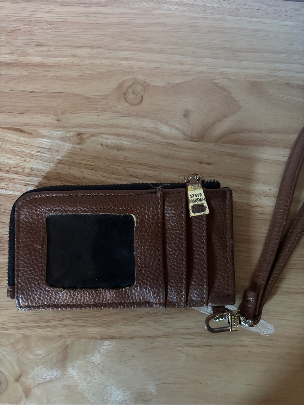 Steve Madden Brown Pebbled Leather Wristlet Wallet - Picture 2 of 7